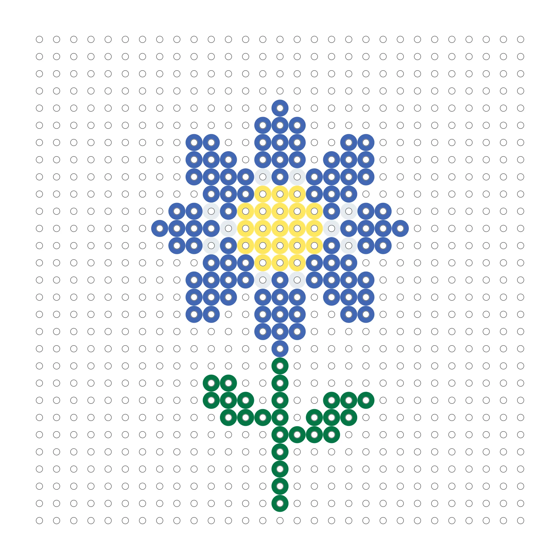 Blaue Blume als Bügelperlen Vorlage