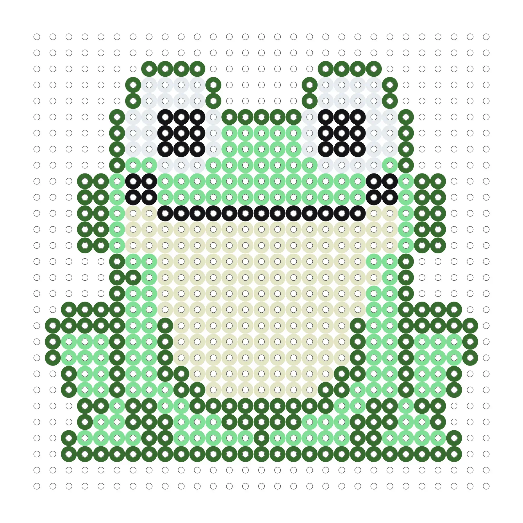 Grüner Frosch als Bügelperlen Vorlage