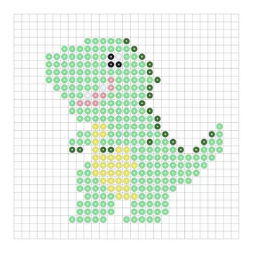 Grüner T-Rex Bügelperlen Vorlage