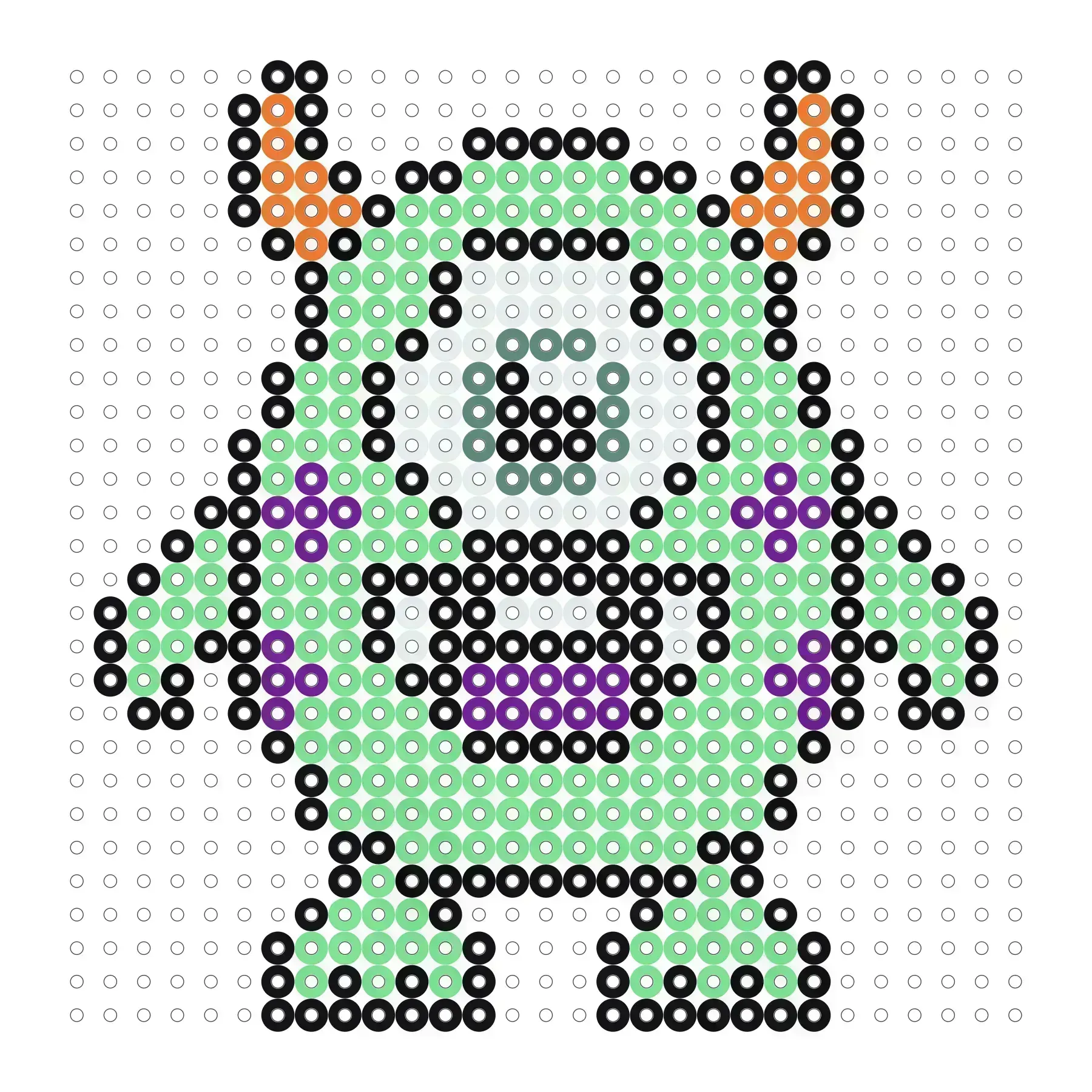 Grünes Monster als Bügelperlen Vorlage