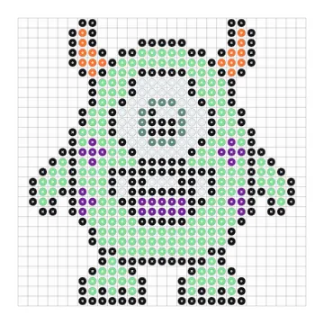 Grünes Monster Bügelperlen Vorlage