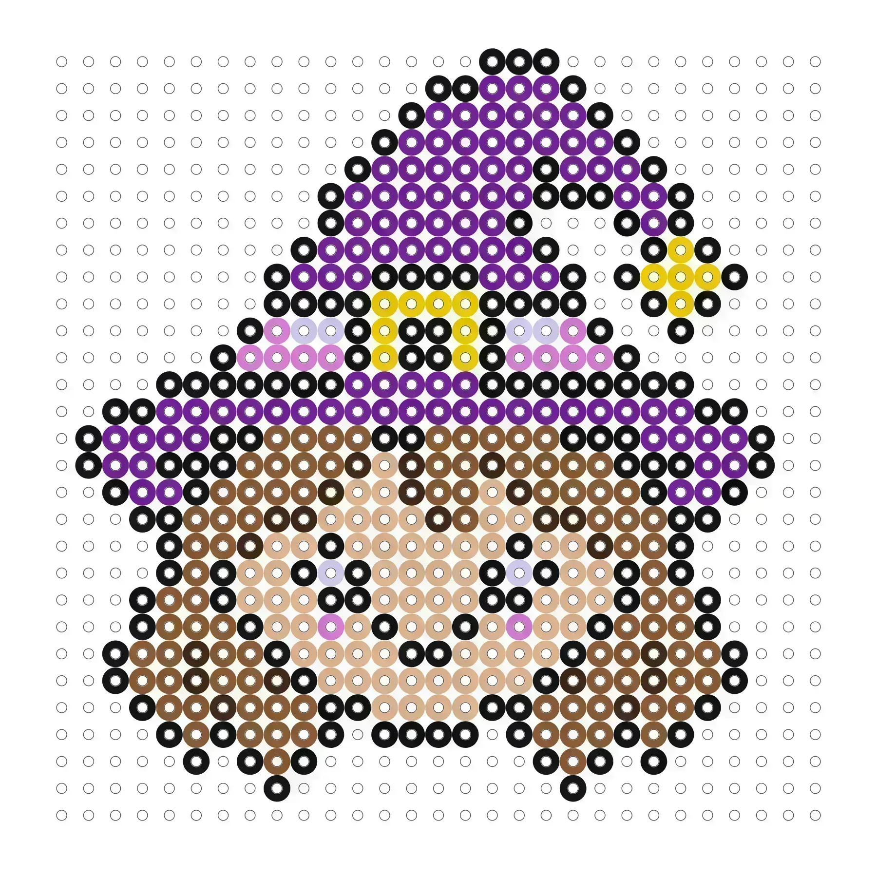 Hexe als Bügelperlen Vorlage