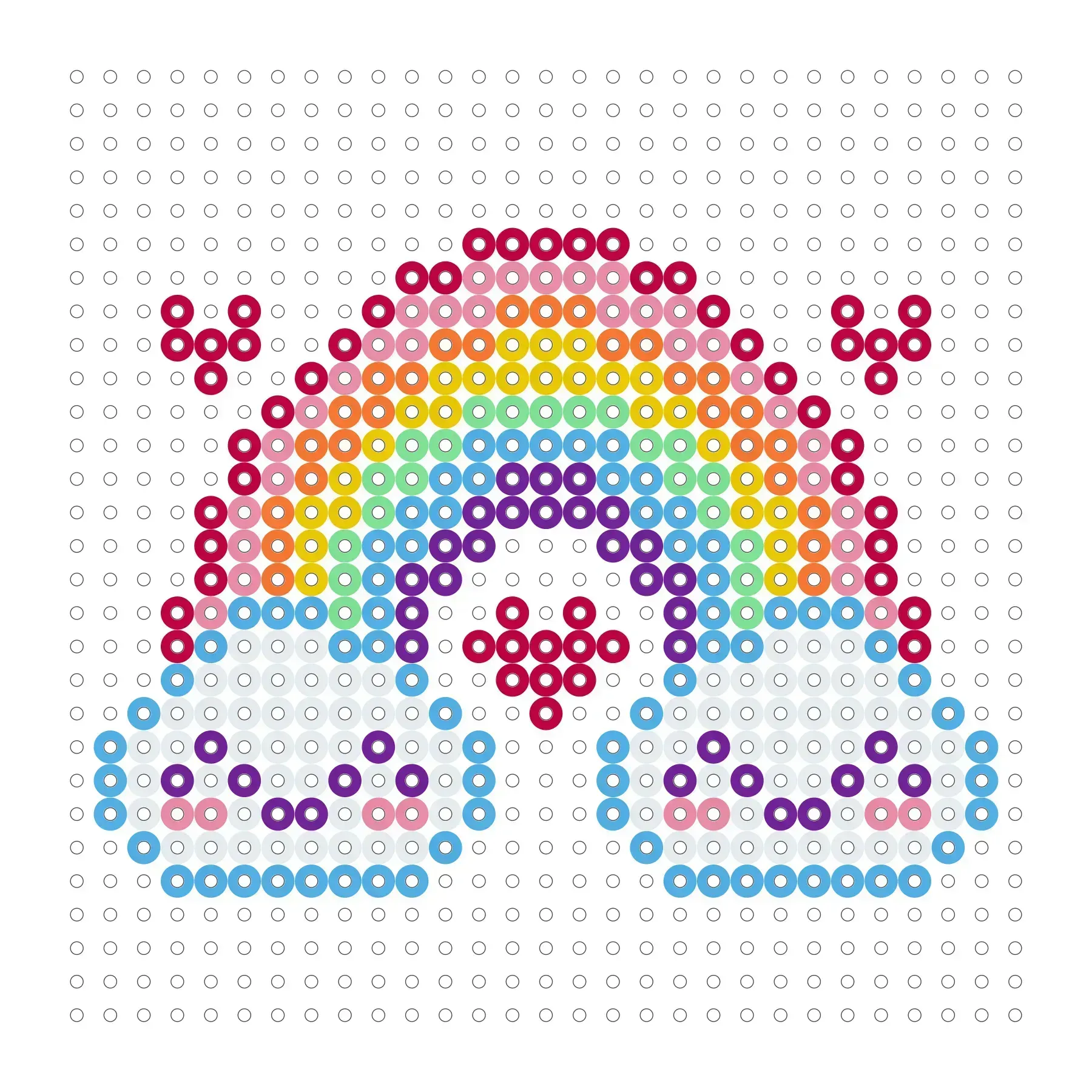 Regenbogen mit Herz als Bügelperlen Vorlage