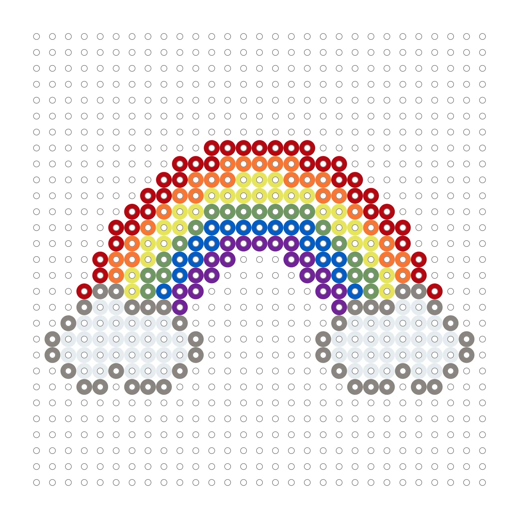 Regenbogen mit Wolken als Bügelperlen Vorlage