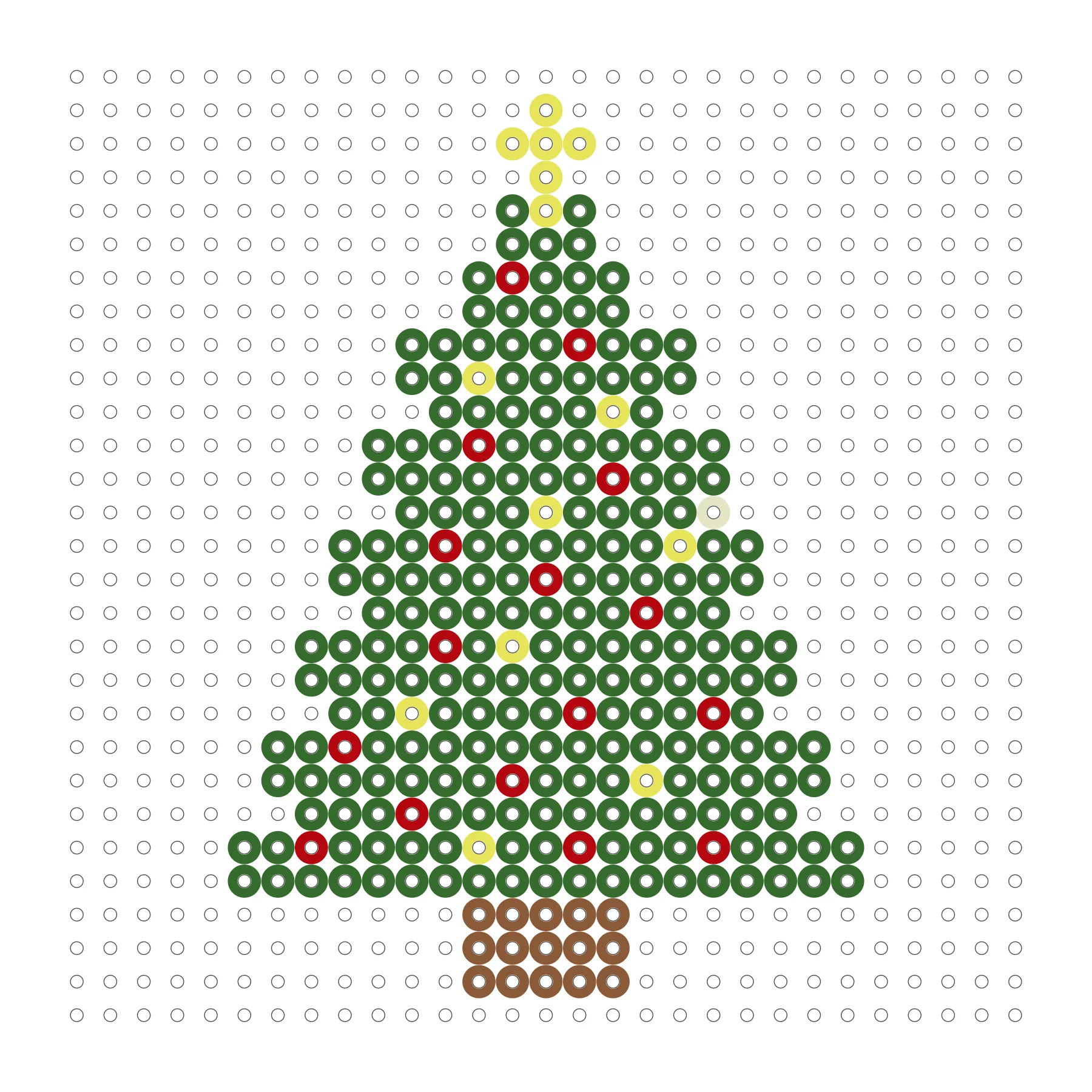 Tannenbaum mit Lichter als Bügelperlen Vorlage